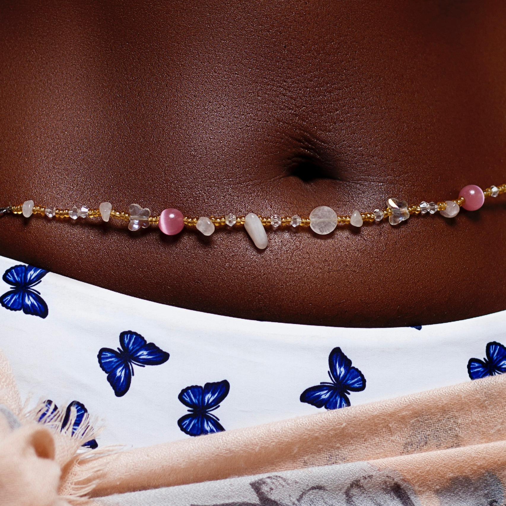 Waist Beads with Stone - Pink Glow