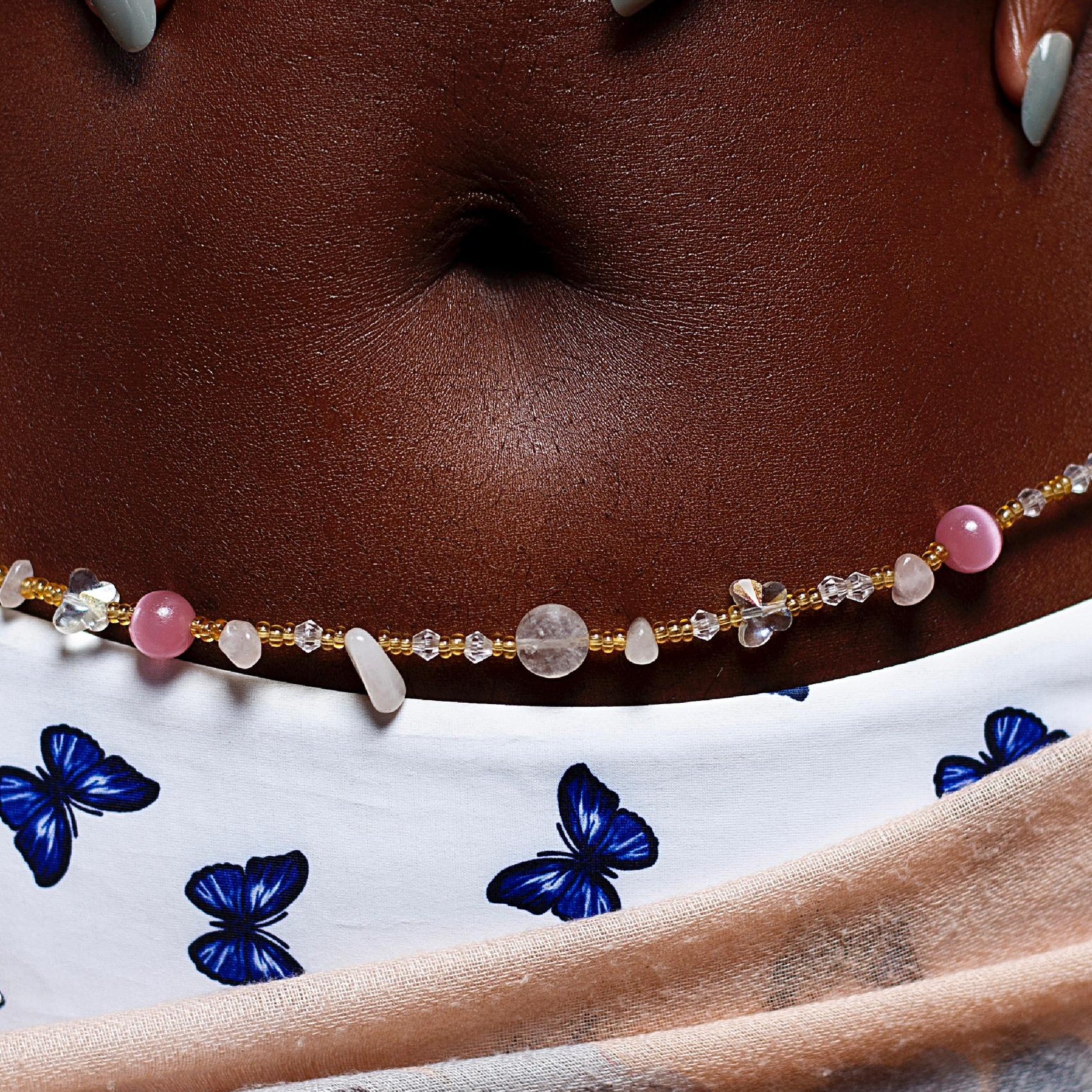 Waist Beads with Stone - Pink Glow