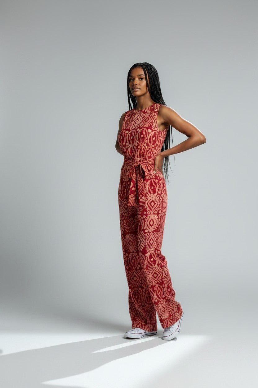 Combinaison pantalon en pagne Adiré - Braise d'Ifé